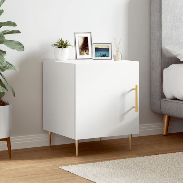 vidaXL Table de chevet blanc 40x40x50 cm bois d&rsquo;ing&eacute;nierie