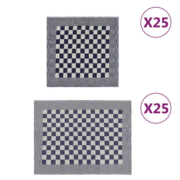 vidaXL Ensemble de serviettes 50 pcs bleu et blanc coton