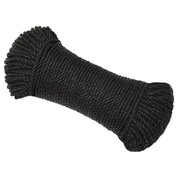 vidaXL Corde de travail Noir 8 mm 100 m polypropylène