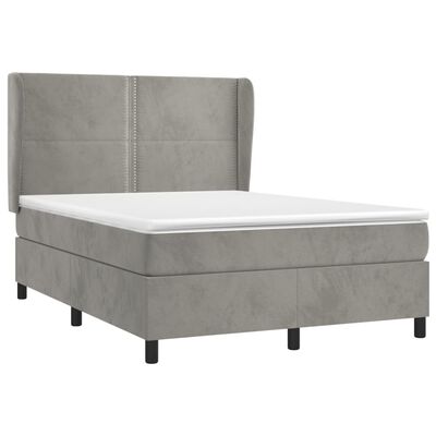 vidaXL Sommier à lattes de lit et matelas Gris clair 140x200cm Velours