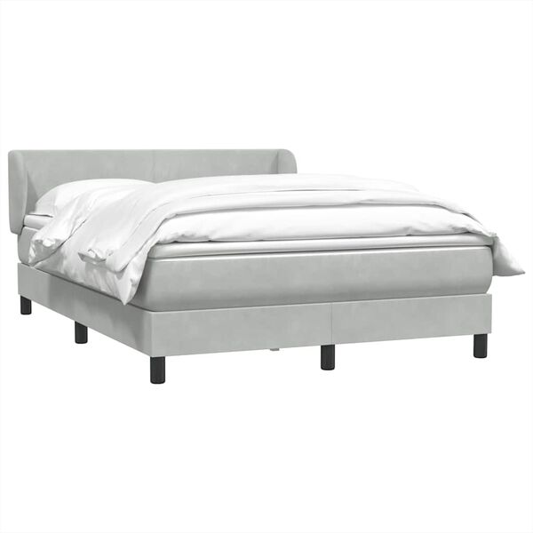 vidaXL Sommier &agrave; lattes de lit et matelas gris clair 140x210cm velours
