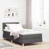vidaXL Lit &agrave; ressort LED avec matelas Gris fonc&eacute; 100 x 200 cm tissu