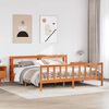 vidaXL Cadre de lit et t&ecirc;te de lit sans matelas cire marron 200x200 cm