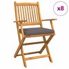 vidaXL Chaise pliante 8 pc Gris Bois d'acacia massif