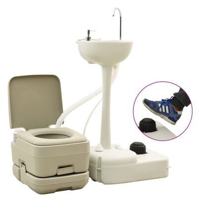 vidaXL Toilette portable de camping 10+10L et support à lave-mains 20L