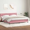 vidaXL Sommier &agrave; lattes de lit avec matelas et LED rose 180x220 cm velours