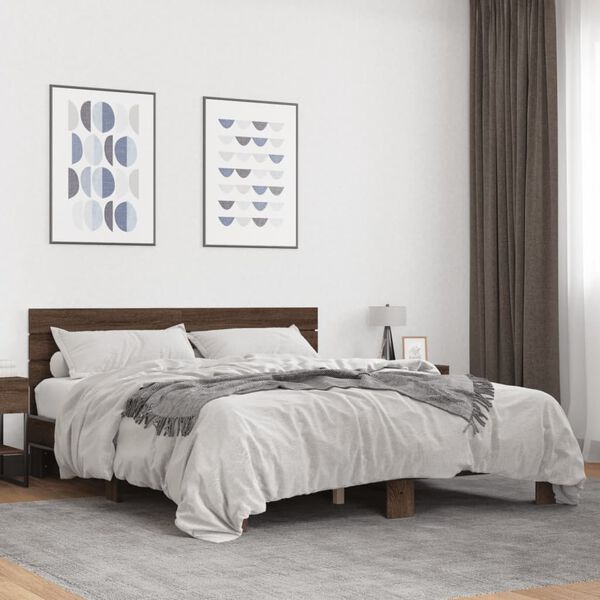 vidaXL Cadre de lit sans matelas ch&ecirc;ne marron 160x200 cm
