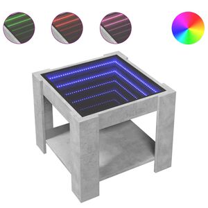 vidaXL Table basse avec LED gris b&eacute;ton 53x53x45 cm bois d'ing&eacute;nierie