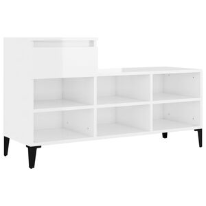 vidaXL Armoire &agrave; chaussure Blanc brillant 102x36x60 cm Bois ing&eacute;nierie
