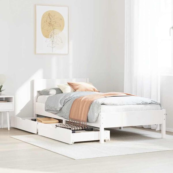 vidaXL Cadre de lit sans matelas blanc 90x200 cm bois de pin massif