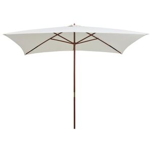 vidaXL Parasol avec poteau en bois 200 x 300 cm Blanc cr&egrave;me