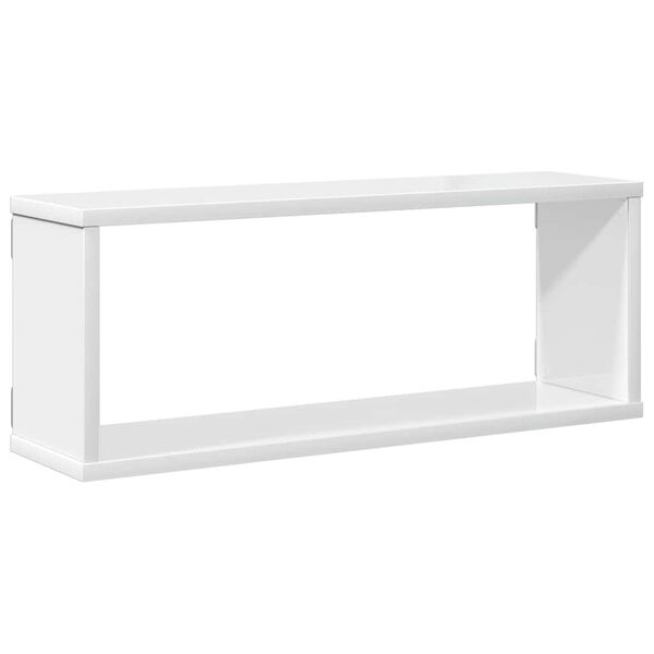 vidaXL &Eacute;tag&egrave;res murales cube 4 pcs Blanc brillant Bois d&rsquo;ing&eacute;nierie
