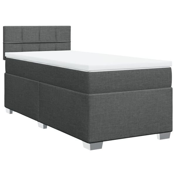 vidaXL Sommier &agrave; lattes de lit et matelas Gris fonc&eacute; 90x190 cm Tissu