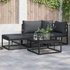 vidaXL Ensemble de canap&eacute; de jardin avec coussin 3 pcs Noir Aluminium
