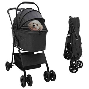 vidaXL Poussette Pliante pour Animaux Noir 81 x 47 x 99 cm Polyester