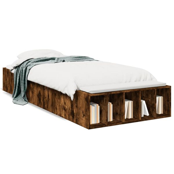 vidaXL Cadre de lit sans matelas ch&ecirc;ne fum&eacute; 100x200 cm