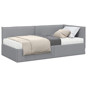 vidaXL Cadre de lit d'angle avec matelas 2 pc Gris clair 80 x 200 cm