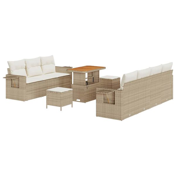 vidaXL Ensemble de canap&eacute; de jardin 10 pcs Beige polyrotin
