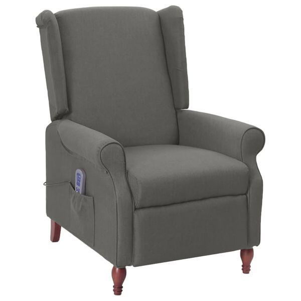 vidaXL Fauteuil de massage inclinable Gris clair Tissu