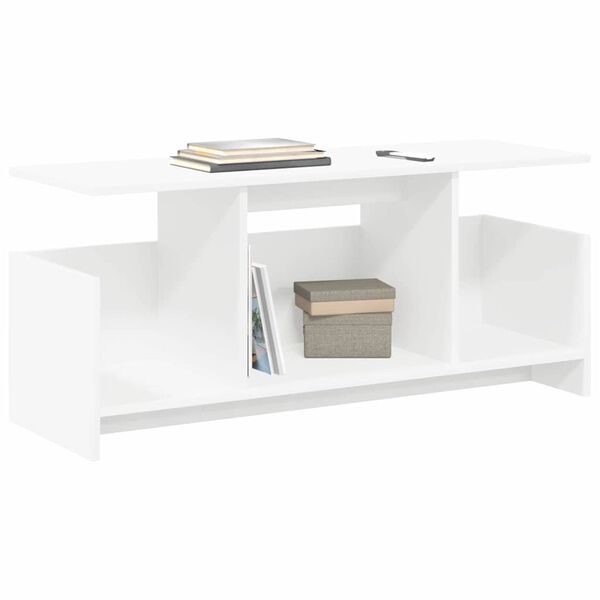 vidaXL Meuble TV Blanc 102 x 35 x 45 cm Bois d'ing&eacute;nierie