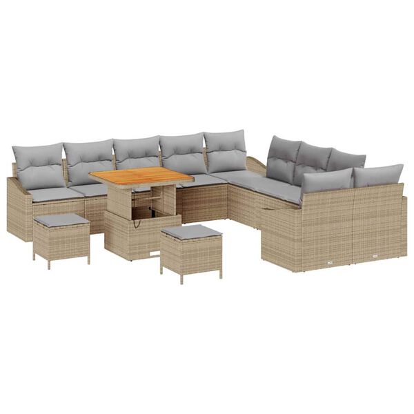 vidaXL Ensemble de canap&eacute; de jardin 13 pcs Beige et Gris clair