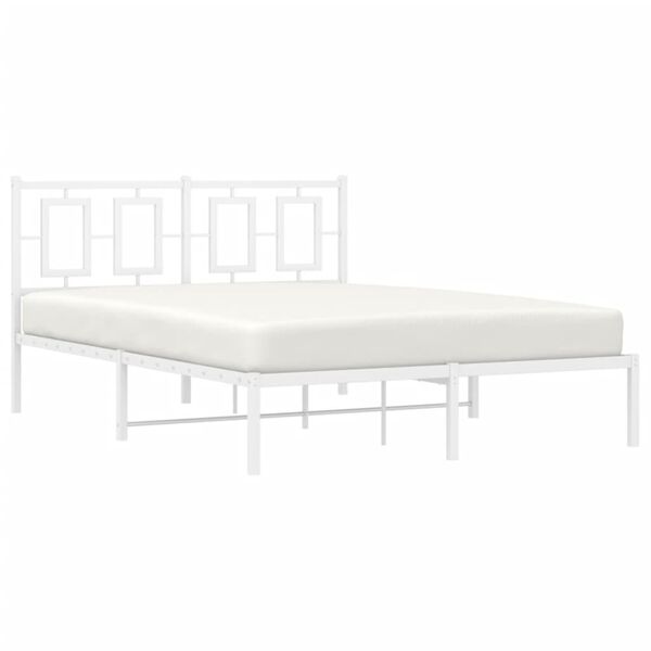 vidaXL Cadre de lit m&eacute;tal sans matelas et t&ecirc;te de lit blanc 140x190 cm