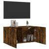 vidaXL Meuble TV mural ch&ecirc;ne fum&eacute; 80x30x41 cm