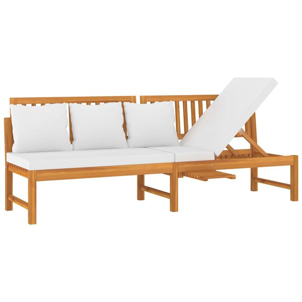 vidaxL Lit de jour avec coussin cr&egrave;me 200x60x75cm Bois d'acacia solide