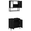 vidaXL Ensemble de mobilier de salle de bain avec &eacute;tag&egrave;re 2 pcs Noir