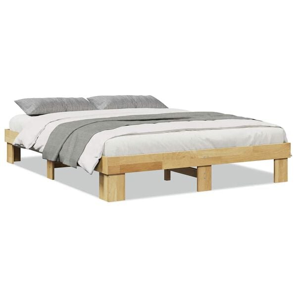 vidaXL Cadre de lit sans matelas 160x200 cm bois massif de chêne
