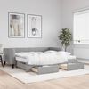 vidaXL Lit de jour avec gigogne et tiroirs gris clair 90x200 cm tissu