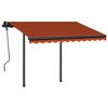 vidaXL Auvent manuel r&eacute;tractable avec LED 3x2,5 m Orange et marron