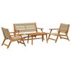 vidaXL Chaises de jardin avec table 4 pcs Beige Bois d'acacia massif