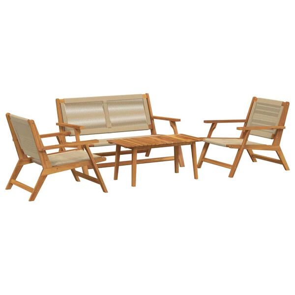 vidaXL Chaises de jardin avec table 4 pcs Beige Bois d'acacia massif