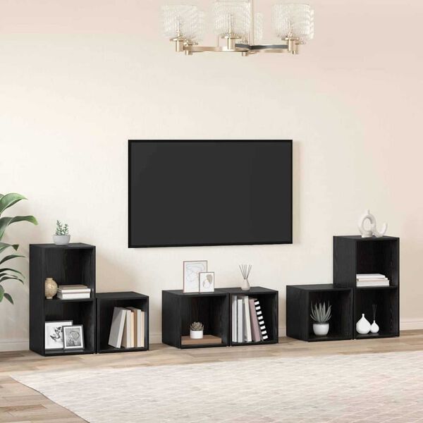vidaXL Ensemble meuble TV 6 pcs Ch&ecirc;ne noir Bois d'ing&eacute;nierie