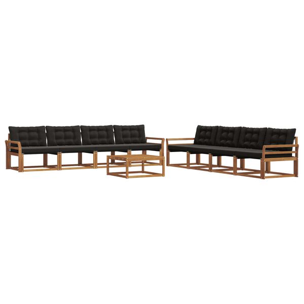 vidaXL Ensemble de canap&eacute;s d'ext&eacute;rieur 9 pcs Naturel et Noir