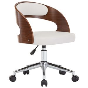 vidaXL Chaise pivotante &agrave; manger Blanc Bois courb&eacute; et similicuir