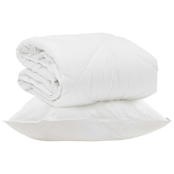 vidaXL Duvet d'&eacute;t&eacute; simple avec oreiller 2 pcs Blanc Microfibre