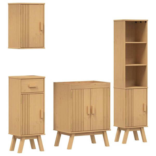 vidaXL Ensemble de mobilier de salle de bain avec tiroir 4 pcs Marron
