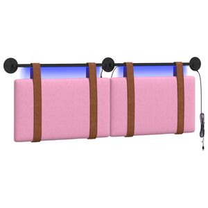 vidaXL T&ecirc;te de lit suspendue Avec lumi&egrave;re LED Rose PU antique