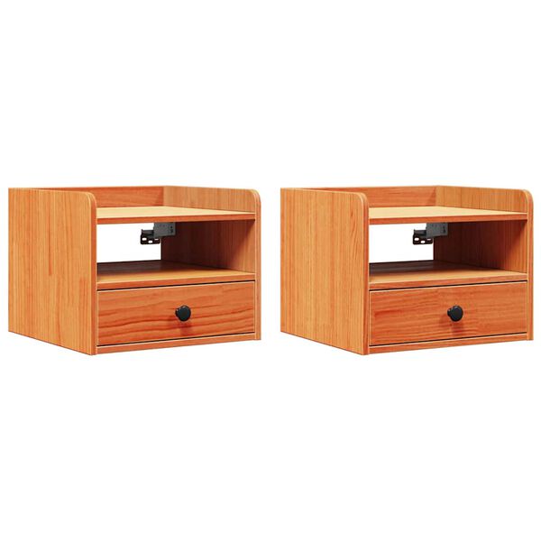 vidaXL Table de chevet avec tiroir 2 pcs Brun cire 38 x 36 x 29,5 cm