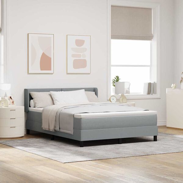 vidaXL Lit &agrave; ressorts avec matelas Gris clair 190 x 140 cm Polyester