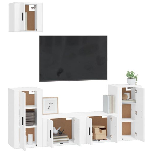 vidaXL Ensemble de meubles TV 5 pcs Blanc Bois d'ing&eacute;nierie