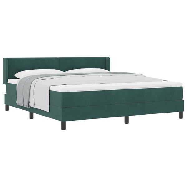 vidaXL Lit &agrave; ressorts avec matelas Vert fonc&eacute; 200 x 180 cm Velours