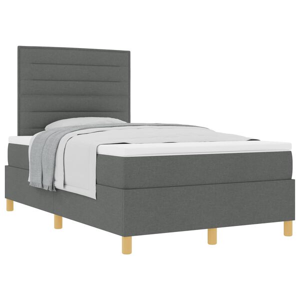 vidaXL Lit &agrave; ressorts avec matelas Gris fonc&eacute; 120 x 190 cm tissu