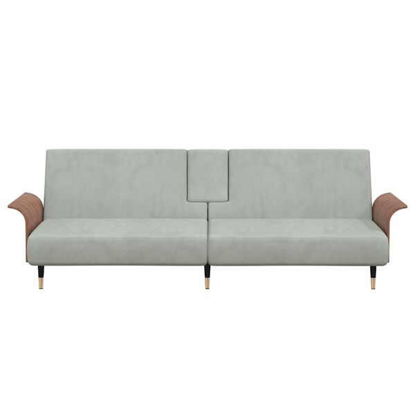 vidaXL Canap&eacute;-lit avec porte-gobelets gris clair velours