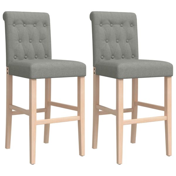 vidaXL Chaises de bar lot de 2 bois massif d'h&eacute;v&eacute;a et tissu