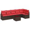 vidaXL Ensemble de canap&eacute; de jardin 7 pc Marron et rouge polyrotin