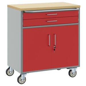 vidaXL Trolley roulant avec tiroir Rouge et Gris 75 x 45 x 85 cm