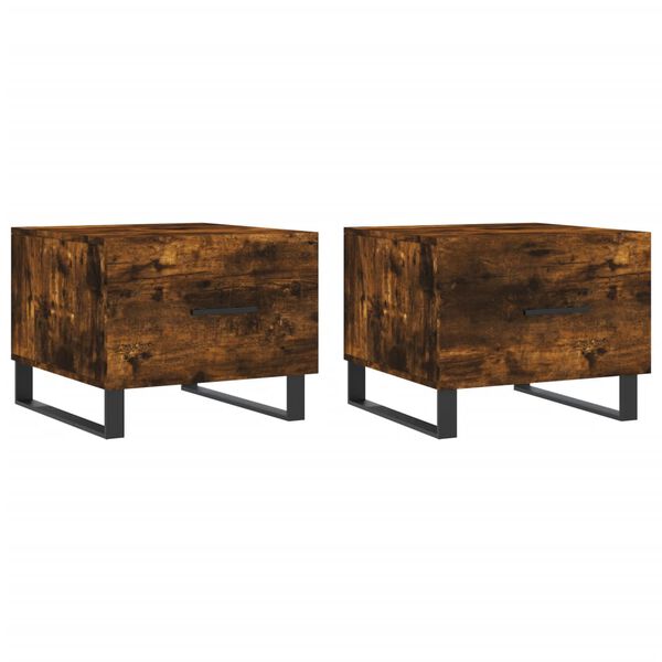 vidaXL Tables basses 2 pcs chêne fumé 50x50x40 cm bois d'ingénierie